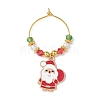Christmas Theme Electroplate Glass Beads & Alloy Enamel Wine Glass Charms AJEW-JO00256-2