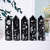 Natural Black Obsidian Pointed Prism Bar Home Display Decoration G-PW0007-116A-02-1