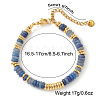 Disc Natural Blue Chalcedony & 304 Stainless Steel Beaded Bracelet for Women VZ6468-4