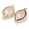 Natural Rose Quartz Faceted Horse Eye Connector Charms G-G181-07G-10-2