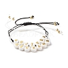 2Pcs 2 Style Flat Round with Letters Braided Bead Bracelets Set for Women BJEW-JB07571-1