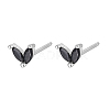 Silver 925 Sterling Silver Micro Pave Cubic Zirconia Stud Earrings FJ9969-7-1