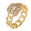 Brass Micro Pave Clear Cubic Zirconia Finger Rings FS-WGF0A01-06-1