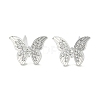 Rack Plating Brass Micro Pave Clear Cubic Zirconia Stud Earrings for Women EJEW-M260-13P-A-1