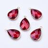 Golden Tone Brass Glass Teardrop Pendants GLAA-M006-A-09G-1