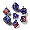 7 Styles Opaque Resin Polyhedral Dice Pendants Set RESI-A029-01U-1