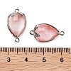 Cherry Quartz Glass Faceted Teardrop Connector Charms G-B081-03P-02-3