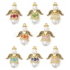 8Pcs 8 Colors Pearlized Glass Pearl & Glass Pendants PALLOY-MZ00978-1