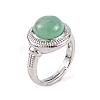 Natural Green Aventurine Round Adjustable Rings RJEW-K271-04P-10-2
