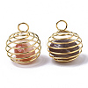 Iron Wrap-around Spiral Bead Cage Pendants IFIN-R239-13G-2