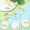 40Pcs 2 Styles Leaf Stainless Steel Round Tray Stick Lapel Pins JEWB-SC0001-75D-3