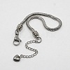 Tarnish Resistant 304 Stainless Steel European Round Snake Chains Bracelets STAS-J015-06-1