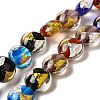 Handmade Gold Foil and Silver Foil Lampwork Flat Round Beads FOIL-C001-02A-1