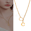 1Pc Letter & Heart Stainless Steel Lariat Necklaces for Women NJEW-LP0002-87G-C-1