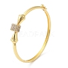 Brass Cube Hinged Bangle with Cubic Zirconia for Women BJEW-K229-04G-2