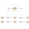 Handmade Synthetic Turquoise Starfish & 304 Stainless Steel Star Beaded Chains CHS-E008-01P-2