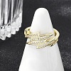 Brass Micro Pave Clear Cubic Zirconia Cuff Rings for Women RJEW-S400-02G-3