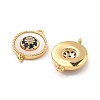 Brass Micro Pave Blue Cubic Zirconia and Shell Connector Pendants KK-B129-17G-2