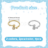 4Pcs 2 Colors Alloy Micro Pave Clear Cubic Zirconia Cuff Rings for Women RJEW-GO0001-10-2