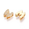 Brass Micro Pave Clear Cubic Zirconia Beads KK-T071-17G-W-2