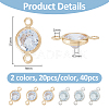 40Pcs 2 Colors  Cubic Zirconia Link ZIRC-FH0001-50-2