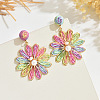 Flower Alloy Raffia Dangle Stud Earrings FS-WG63945-02-1