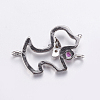 Brass Micro Pave Cubic Zirconia Puppy Links Connectors ZIRC-G125-02A-P-2