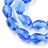 Royal Blue Faceted Glass Teardrop Beads Strands X-GLAA-R024-6x4mm-8-2