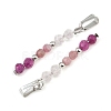 Faceted Round Natural Quartz Crystal & Ruby & Pink Tourmaline Beaded Pendants X-PALLOY-JF03529-09-2