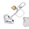 Brass & 304 Stainless Steel Heart Keychains KEYC-ME00017-1