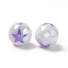 UV Plating Rainbow Iridescent Acrylic Beads OACR-H015-14-3