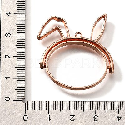 Rabbit Rotatable Alloy Swivel Open Back Bezel Pendants PALLOY-I223-19RG-1