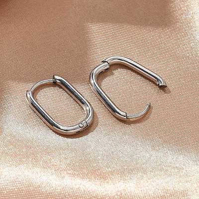 Non-Tarnish 304 Stainless Steel Oval Hoop Earrings X-EJEW-M218-02A-P-1