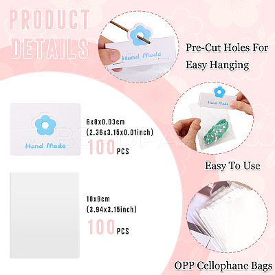 100Pcs Rectangle Clear Polypropylene Cellophane Bags CDIS-TA0001-37E-1