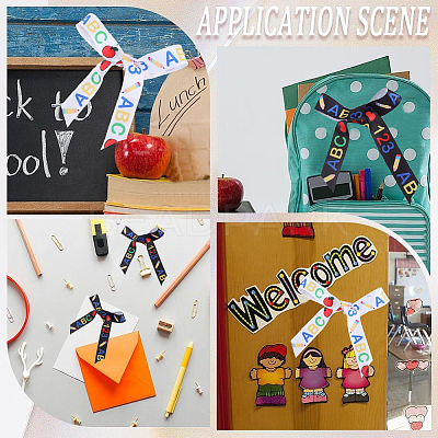 2 Rolls 2 Styles School Season Theme Polyester Colorful Printed Grosgrain Ribbon OCOR-GF0004-23A-1