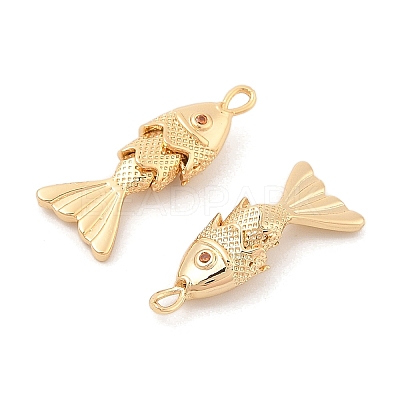Brass Micro Pave Clear Cubic Zirconia Pendants KK-C080-02A-G-1