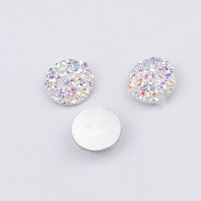 Druzy Resin Cabochons RESI-WH0026-03A-06-1