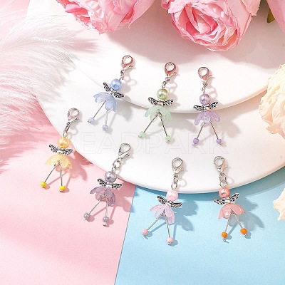 Flower Angel Acrylic Pendant Decorations HJEW-JM03660-1