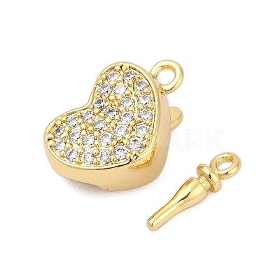 Brass Micro Pave Clear Cubic Zirconia Box Clasps KK-P291-44G-1