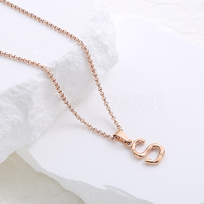 Stainless Steel Letter Pendant Necklaces for Women Men GR8130-19-1
