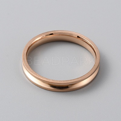 201 Stainless Steel Grooved Finger Ring Settings RJEW-WH0012-11G-1