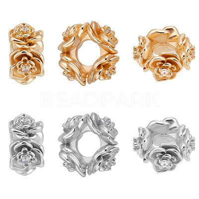 16Pcs 2 Colors Brass Spacer Beads KK-BBC0018-92-1
