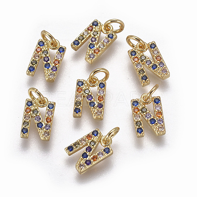 Brass Micro Pave Cubic Zirconia Charms ZIRC-L070-38N-G-1
