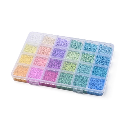 312G 24 Color 8/0 Baking Paint Glass Seed Beads SEED-YW0002-14-1