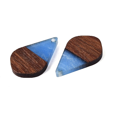 16Pcs 8 Styles Opaque Resin & Walnut Wood Pendants RESI-N053-11-1