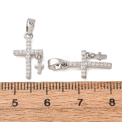 Brass Micro Pave Clear Cubic Zirconia Pendants CU-CBAB2E9-01P-1