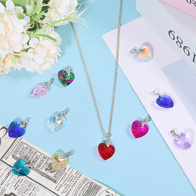 48Pcs 12 Styles Heart Glass Pendants PALLOY-GO00029-1