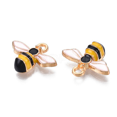 Light Gold Plated Alloy Enamel Pendants ENAM-R136-49-1