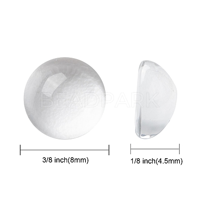 Transparent Half Round Glass Cabochons GGLA-R027-8mm-1