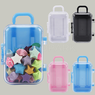 4Pcs 4 Colors Trolley Bag Shaped Plastic Candy Storage Boxes AJEW-SP0002-61-1